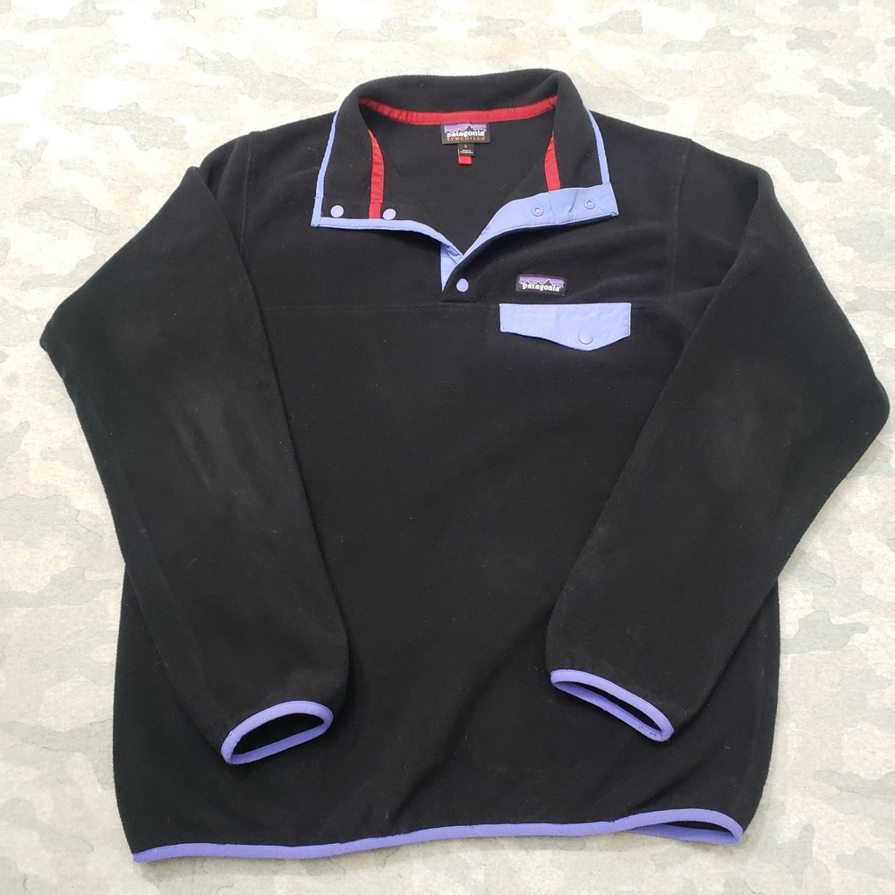 Patagonia Synchilla Sweater Womens Large Black Snap T Fleece Pullover Outdoors